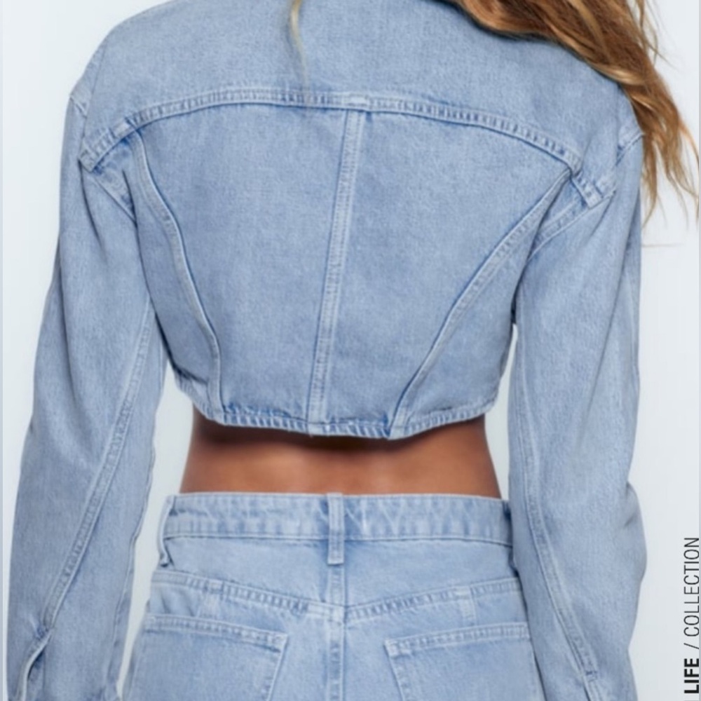 Zara NWT Cropped Denim Jacket - Picture 5 of 12